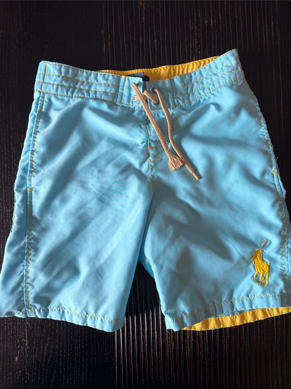 Polo by Ralph Lauren Light Blue Swim Trunks with Yellow Accents